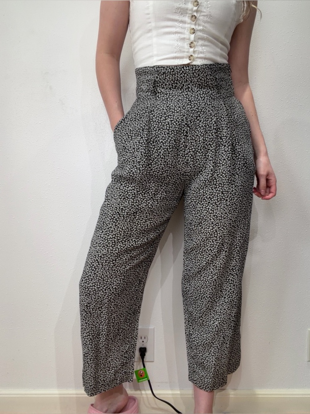 Vintage Floral Boho Wide Leg Pants